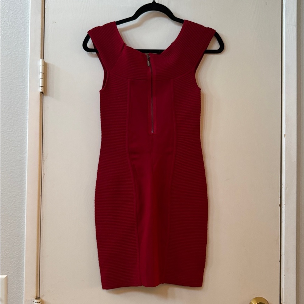 Guess Red Ribbed Mini Dress - Picture 3 of 4